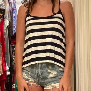 Abercrombie Kids White and Navy Striped Tank Top